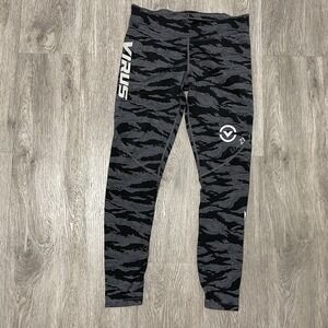 Virus Compression Pants Men Large Black Gray Tiger Camo Leggings Base 3/4 Length
